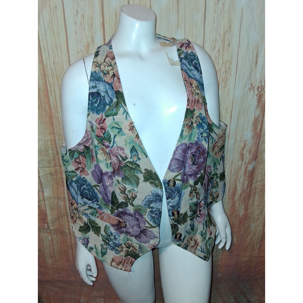 Shein Multicolor Floral Button Up Vest Sz 4XL